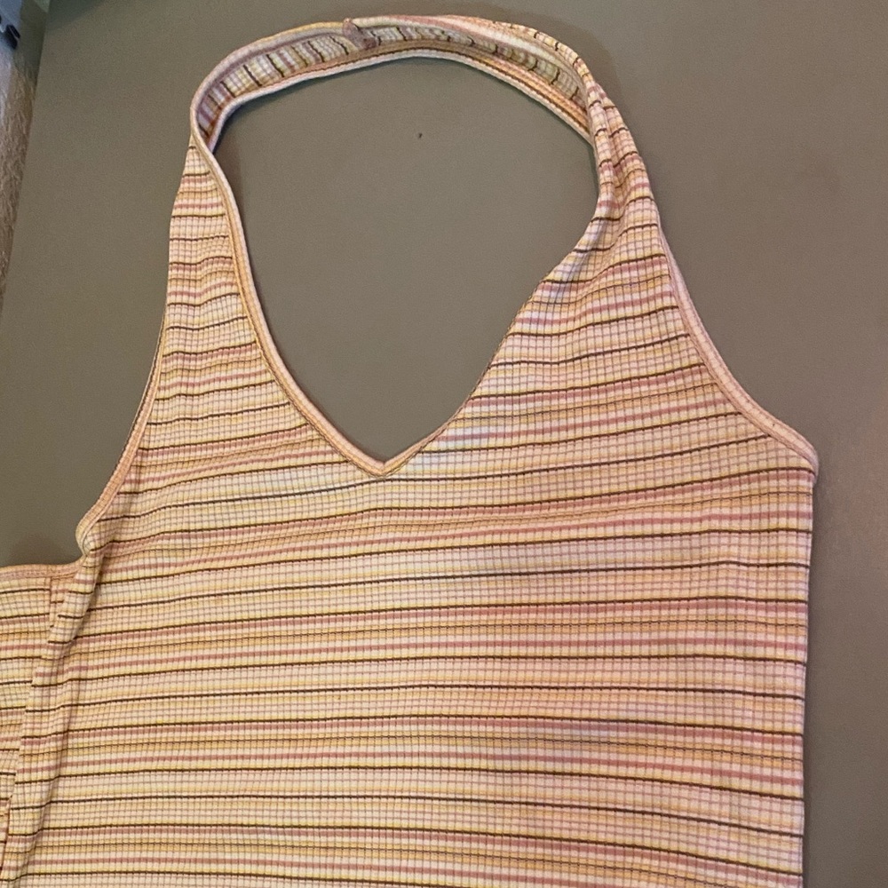 american eagle striped halter cropped tank